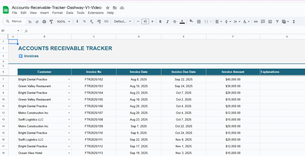 Accounts Receivable Tracker