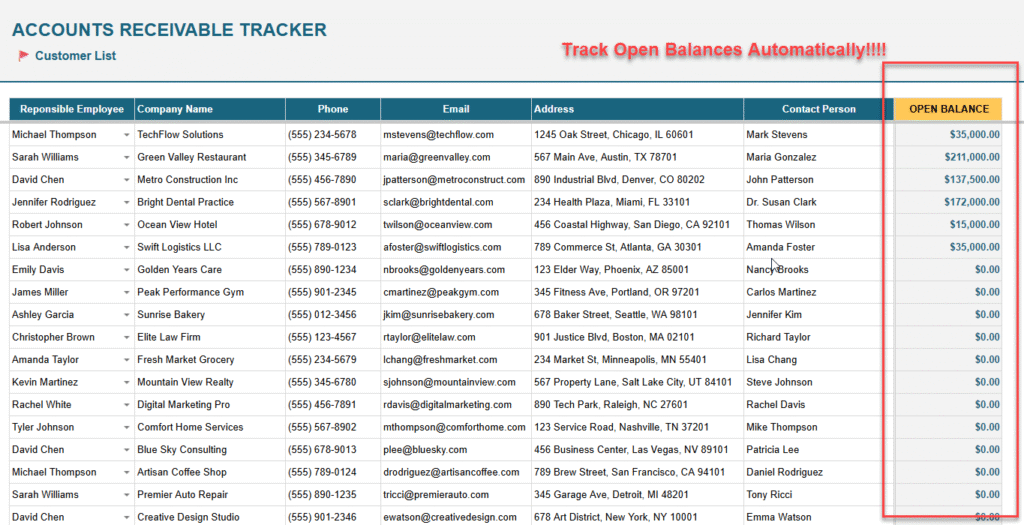Accounts Receivable Tracker
