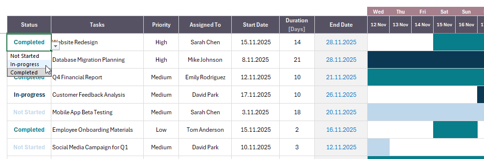 Gantt Chart Excel Template
