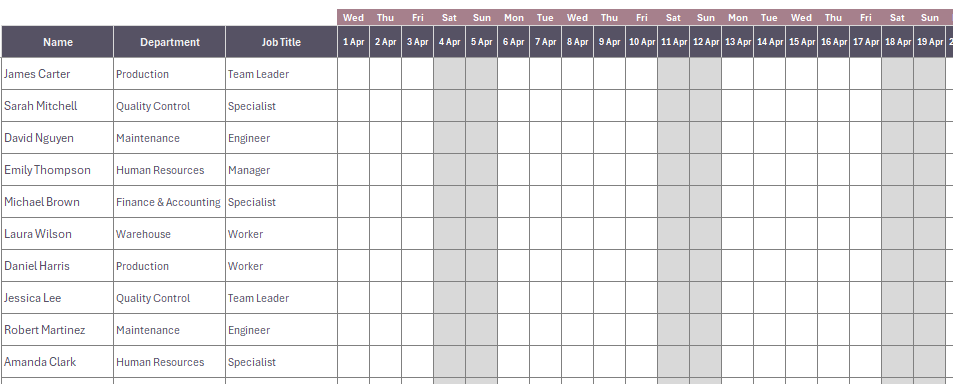 Attendance Tracker Monthly
