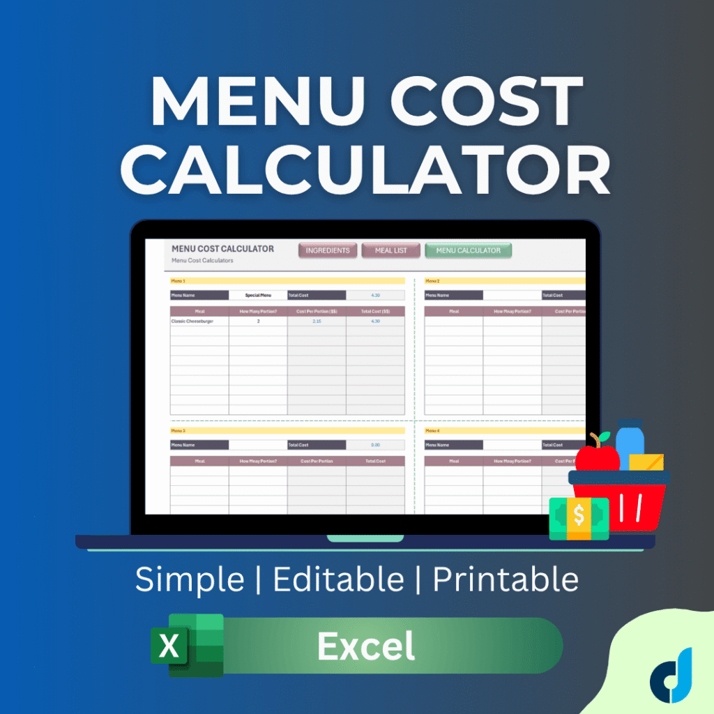 Menu Cost Calculator Excel Template