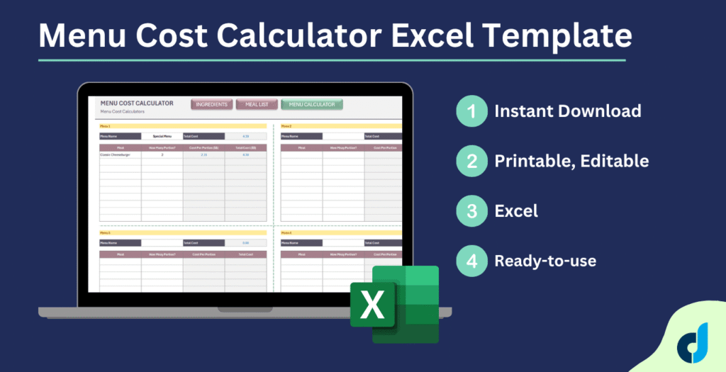 Menu Cost Calculator Excel Template